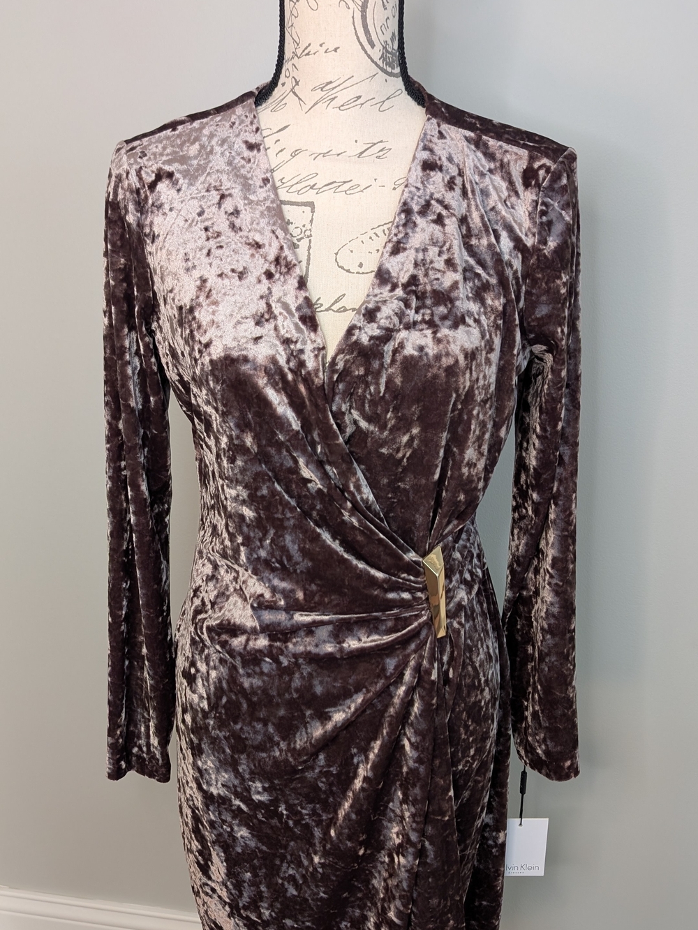 Calvin Klein Crushed Velvet Wrap Dress